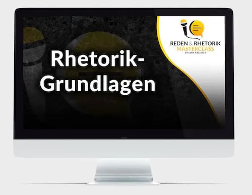 Monitor mit dem Modultitel Rhetorik-Grundlagen der Reden & Rhetorik Masterclass