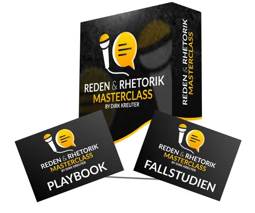 Kursbox der Reden & Rhetorik Masterclass von Dirk Kreuter mit Playbook und Fallstudien