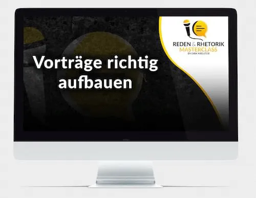 Monitor mit dem Modultitel Vorträge richtig aufbauen der Reden & Rhetorik Masterclass