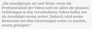 Kundenstimme von Reinhard S. über die Erklärungen im Kurs Gitarre spielen nach Noten