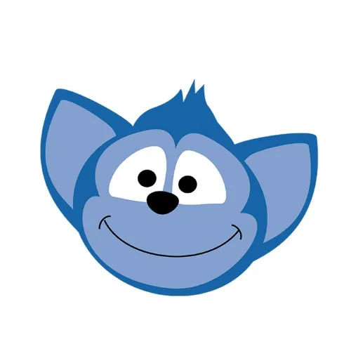 Lächelndes blaues Maskottchen von Rekru-Tier als Icon