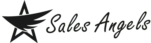 Schwarzes Logo der Sales Angels mit geflügeltem Stern
