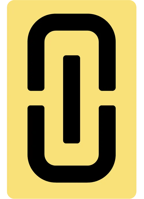 Gelbes Shortall Logo mit schwarzem Kettenglied-Symbol