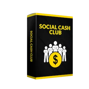 Schwarz-gelbe Kursbox des Social Cash Club mit Dollar-Symbol