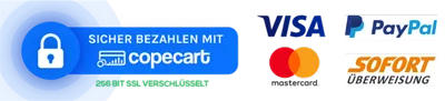 Zahlungsmethoden des Social Cash Club: sicher bezahlen mit CopeCart, Visa, PayPal, Mastercard und Sofortüberweisung