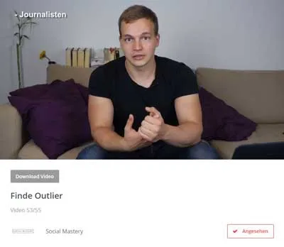 Video Finde Outlier aus Modul 7 von Social Mastery mit Alexander Wahler