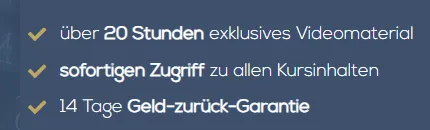 Angebotsbox von Soul Codes auf der Kursseite mit über 20 Stunden Video, sofortigem Zugriff und 14 Tage Geld-zurück-Garantie