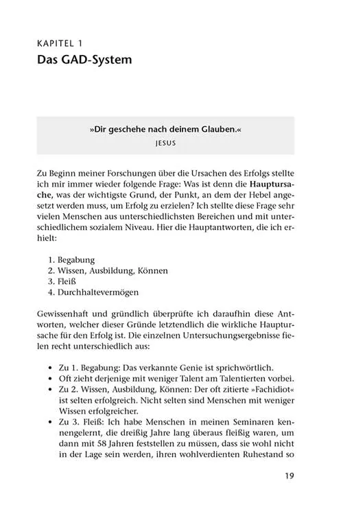 Leseprobe aus Sprenge Deine Grenzen: erste Seite von Kapitel 1 „Das GAD-System“