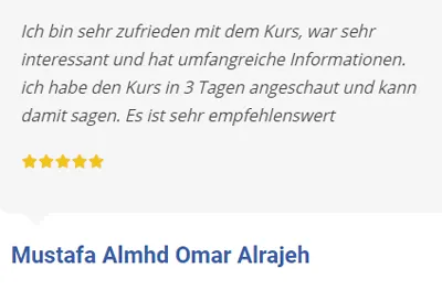 Kundenbewertung von Mustafa Almhd Omar Alrajeh zum Steuer-aha-Effekt mit fünf Sternen: sehr empfehlenswert