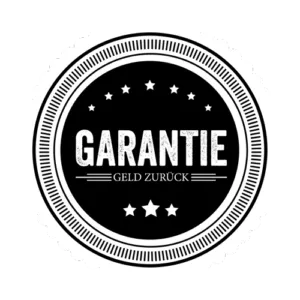 Schwarzes Garantie-Siegel mit der Aufschrift Geld zurück zum Steuer-aha-Effekt