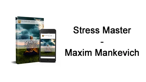 Kursbox und Smartphone des Stress Master neben dem Schriftzug Stress Master – Maxim Mankevich