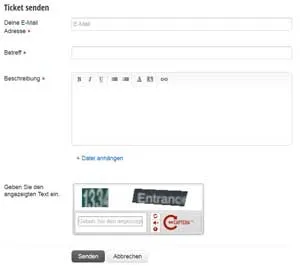 Ticketformular des Supports nach dem Evergreensystem kaufen