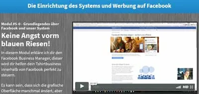 Video zur Einrichtung von Werbung auf Facebook aus Modul 5 des Teemoney Videokurses