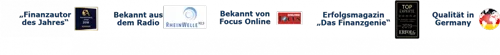 Auszeichnungen und Medienlogos von Thorsten Wittmann: Finanzautor des Jahres, bekannt aus Radio und Focus Online