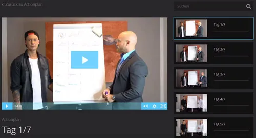 Torben Platzer und Karl Ess am Flipchart im Actionplan-Video des Life Building Buchclub