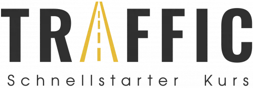Logo des Traffic Schnellstarter Kurses mit Straßenmarkierung im Buchstaben A