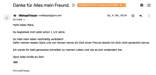 E-Mail eines Lesers an Mark Lambert: Danke für Alles mein Freund, Du hast mein Leben nachhaltig verändert