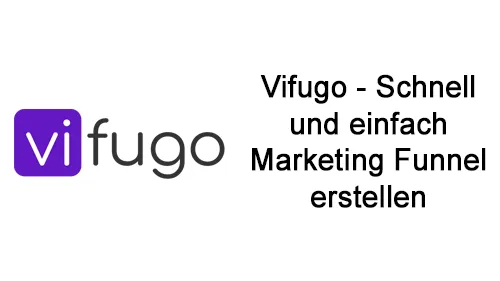 Vifugo-Logo neben dem Schriftzug Vifugo – Schnell und einfach Marketing Funnel erstellen