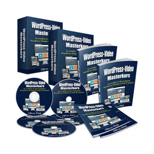 Kursboxen, Bücher und DVDs des WordPress-Video Masterkurs von Oliver Pfeil
