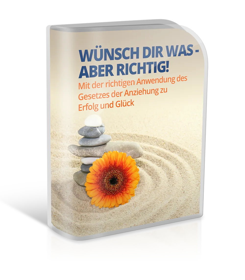 Kursbox des Online-Kurses Wünsch dir was - aber richtig mit Kieselsteinen, Sand und einer orangefarbenen Gerbera
