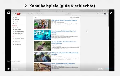Video Kanalbeispiele (gute & schlechte) aus dem Bonusmodul des YouTube Kurs 2.0 der DigiAcademy