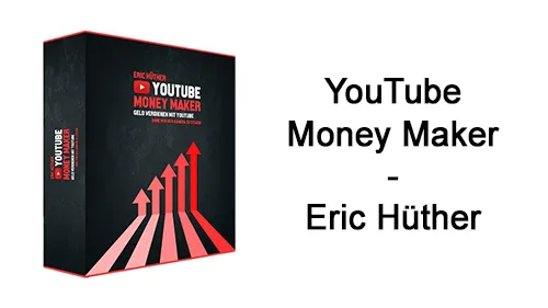 Kursbox des YouTube Money Maker neben dem Schriftzug YouTube Money Maker – Eric Hüther