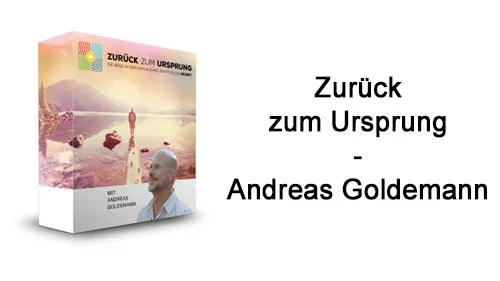 Kursbox des Videokurses Zurück zum Ursprung mit Andreas Goldemann neben dem Schriftzug des Kurses